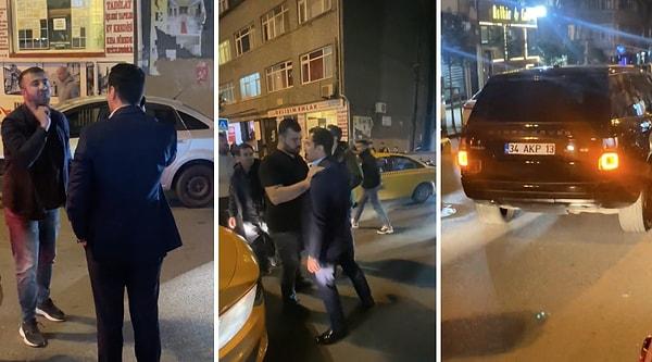 İddiaya göre AKP plakalı aracın sahibi, taksiciyi aracından indirip tehdit etti.