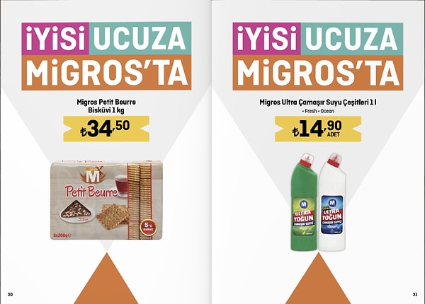 Migros Ultra Çamaşır Suyu Çeşitleri 14,90 TL.