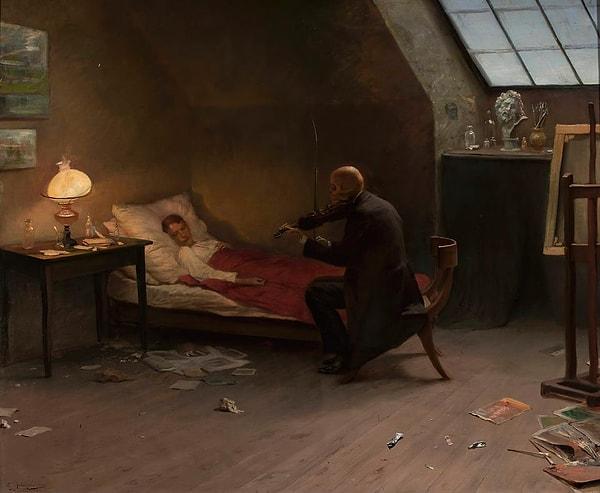 5. Artist's death, The Last Friend, Zygmunt Andrychewicz (1901)