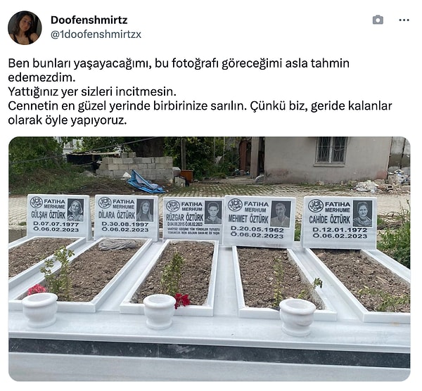 Sevdiklerini kaybeden depremzedelerimize başsağlığı diliyoruz... Yaralarınızı birlikte saracağız.