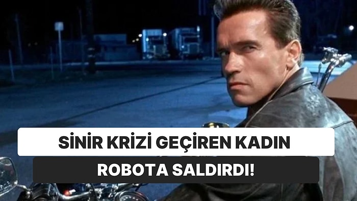 Sinir Krizi Geçiren Kadın Robota Saldırdı! Elindeki Sopayla Ardı Ardına Robota Vurdu