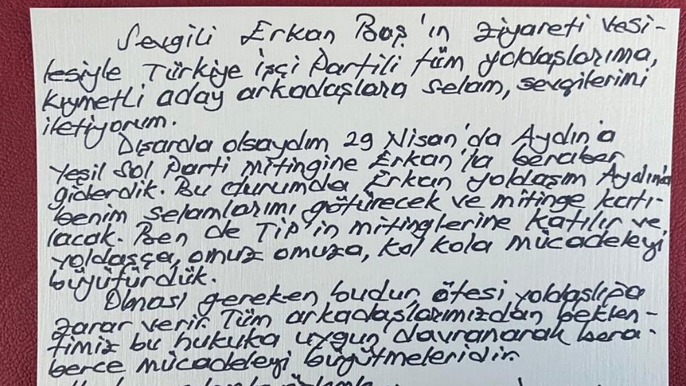 Baş, Demirtaş'ın Yazdığı Mektubu Paylaştı: "Omuz Omuza..."