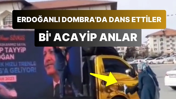 AK Parti Seçim Aracında 'Dombra' Çalarken Karşılıklı Olarak Bi' Acayip Şekilde Dans Eden Kadın ile Erkek