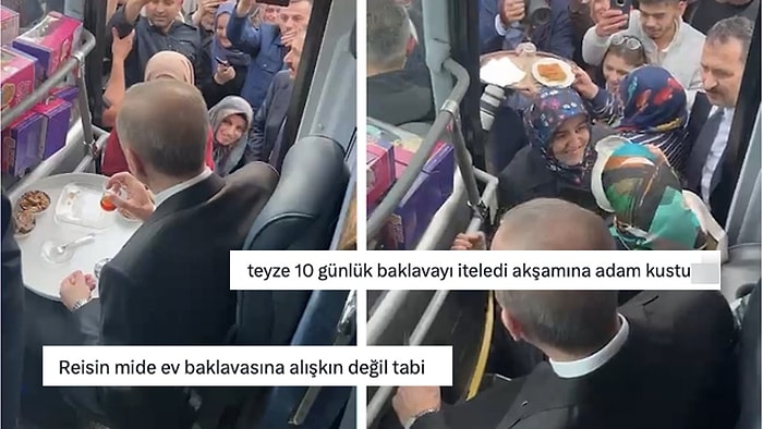 Erdoğan Rahatsızlanınca Vatandaşların İkram Baklavalarından Yediği Görüntüler "Acaba Zehirlendi mi?" Dedirtti