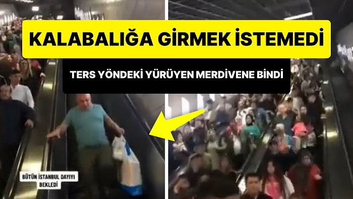 Kalabalığın İçine Girmemek İçin Ters Yöndeki Yürüyen Merdivenden Aşağı İnmeye Çalışan Dayı