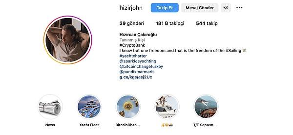 Hızırcan Çakıroğlu’nun Instagram hesabı