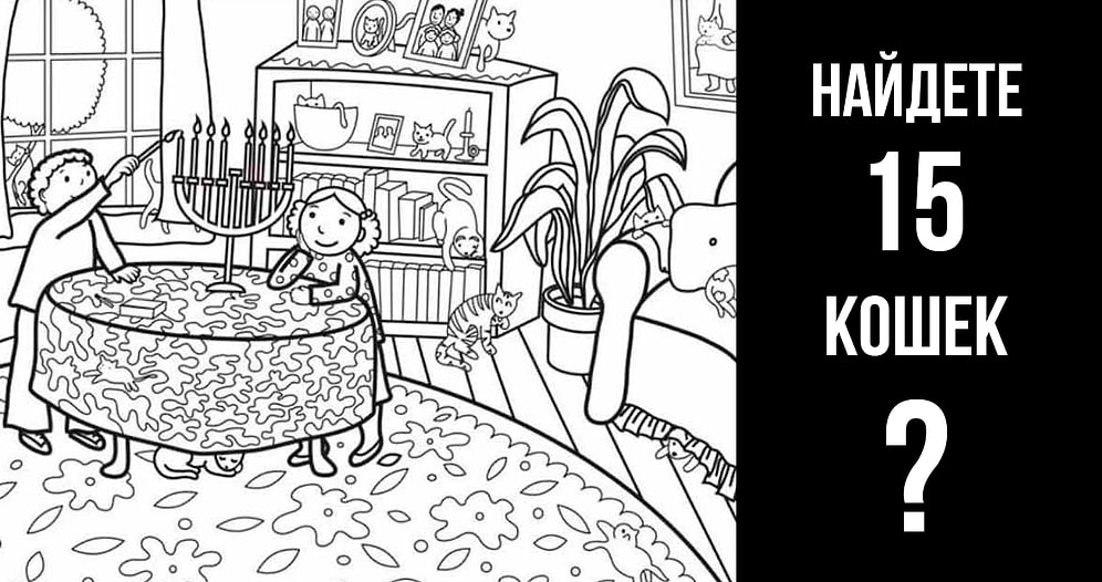 Найдите кошек на картинке: сможете ли вы найти 15 из них менее чем за 20 секунд?