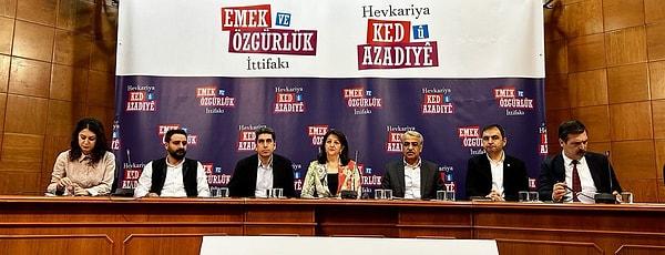 HDP, Yeşil Sol Parti, Türkiye İşçi Partisi (TİP), Emek Partisi (EMEP), Toplumsal Özgürlük Partisi (TÖP), Emekçi Hareket Partisi (EHP) ve Sosyalist Meclisler Federasyonu’nun (SMF) yer aldığı Emek ve Özgürlük İttifakı ortak açıklama yaptı.