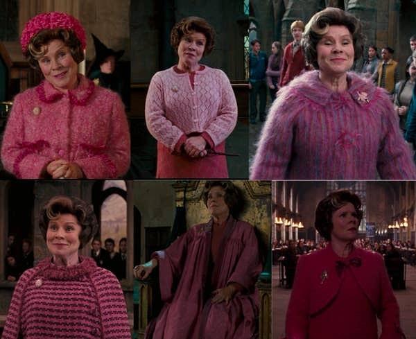 6. Harry Potter and the Order of the Phoenix (2007) filminde Umbridge güçlendikçe, üzerindeki pembe kıyafeti de gittikçe koyulaşıyor.