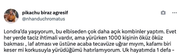 Londra'da yaşayan bir Türk kadın ise bu savunmanın üstüne yaşadığı istismar olaylarını anlatarak bir akım başlattı.