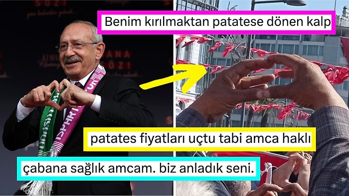 Millet İttifakı'nın İzmir Mitinginde Eliyle Kalp Yapmaya Çalışan Amcaya Gelen Komik Yorumları Görmelisiniz