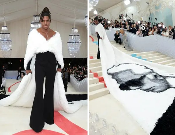 15. Наконец, вот такой скромный наряд. А, нет погодите-ка, Карл Джереми Поуп расстарался на славу и пришел с огромный шлейфом