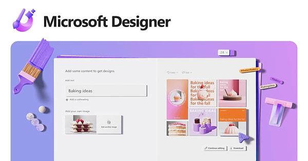 Microsoft Designer  logo, davetiye ve blog afişleri hatta iş ya da kişisel hesabınız için sosyal medya gönderileri oluşturabilirsiniz.