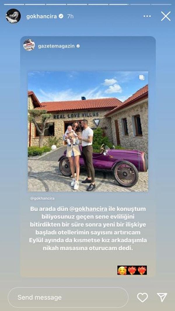 Bu mutlu aile tablosundan sonra beklenen oldu! Gökhan Çıra, bugün magazinde hakkında çıkan "Eylül'de evleneceğini söyledi" iddiasını doğrulayarak kendi hikayesinde paylaştı.