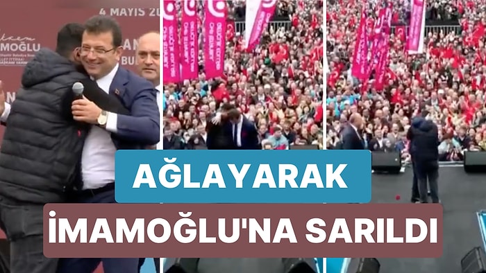 16 Yaşındaki Bir Genç Ekrem İmamoğlu Konuşma Yaptığı Sırada Sahneye Atladı ve Ağlayarak İmamoğlu'na Sarıldı