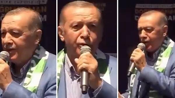 Erdoğan Giresun'da düzenlenen mitingde de 'Duyanlara Duymayanlara' şarkısını söyledi.