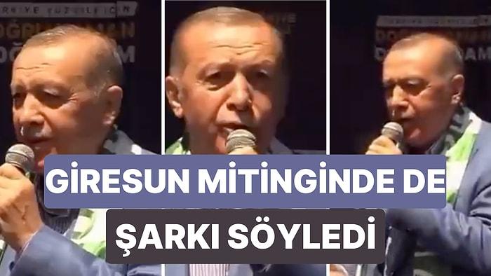 Cumhurbaşkanı Erdoğan Giresun Mitinginde de 'Duyanlara Duymayanlara' Şarkısını Söyledi