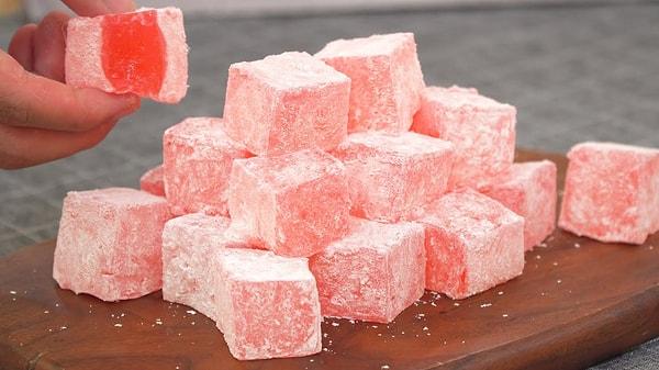 Turkish delight is made by mixing sugar, cornstarch, and water together and heating the mixture until it thickens.