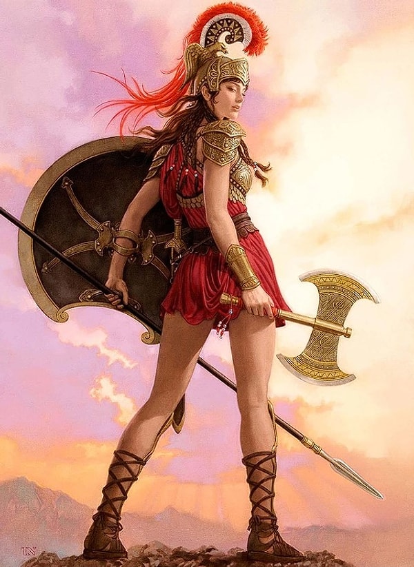 Penthesilea, savaş sanatlarında becerikli olup bilgili ve güzel bir kadındı. Ayrıca savaş baltasının mucidi olduğu söylenir.