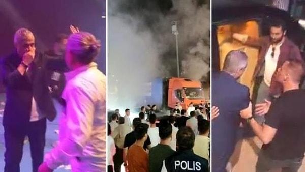 Ünlü şarkıcı Cengiz Kurtoğlu da yükselen duman nedeniyle sahneden indi.
