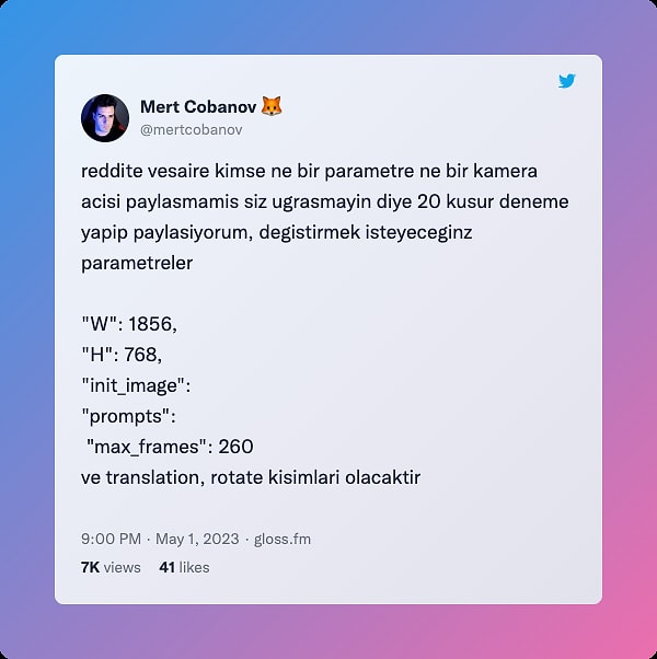 Uzun uğraşlar sonucu en başarılı halini bulan kullanıcı değiştirmek isteyebileceğiniz parametreleri de paylaştı...