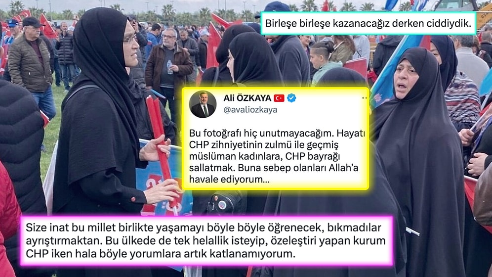 AK Partili Ali Özkaya'nın CHP Bayrağı Sallayan Çarşaflı Kadınlarla İlgili Attığı Tweet Çok Konuşuldu!