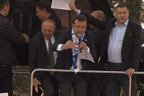 İstanbul Büyükşehir Belediye Başkanı Ekrem İmamoğlu, Erzurum'daki mitinginde taşlı saldırıya uğradı.