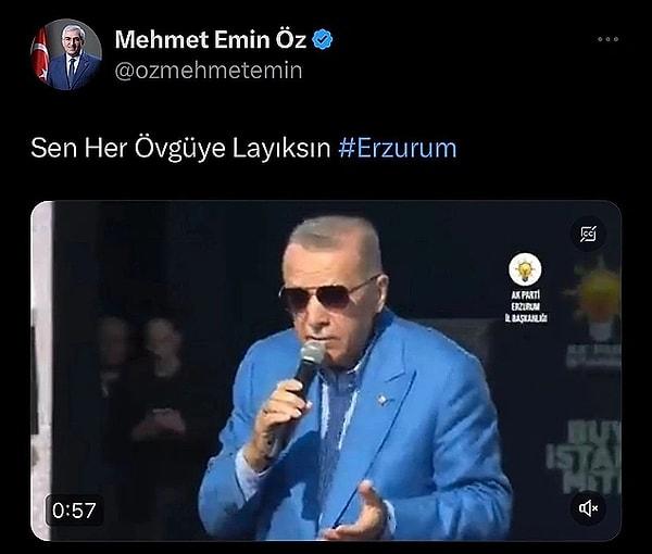 AK Parti Erzurum Milletvekili Adayı Mehmet Emin Öz’ün sosyal medya hesabı üzerinden yapmış olduğu paylaşım ise büyük tepki çekti.
