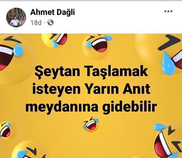 Kızılay yöneticisi olan Ahmet Dağlı da Facebook hesabından bu paylaşımı yaptı.