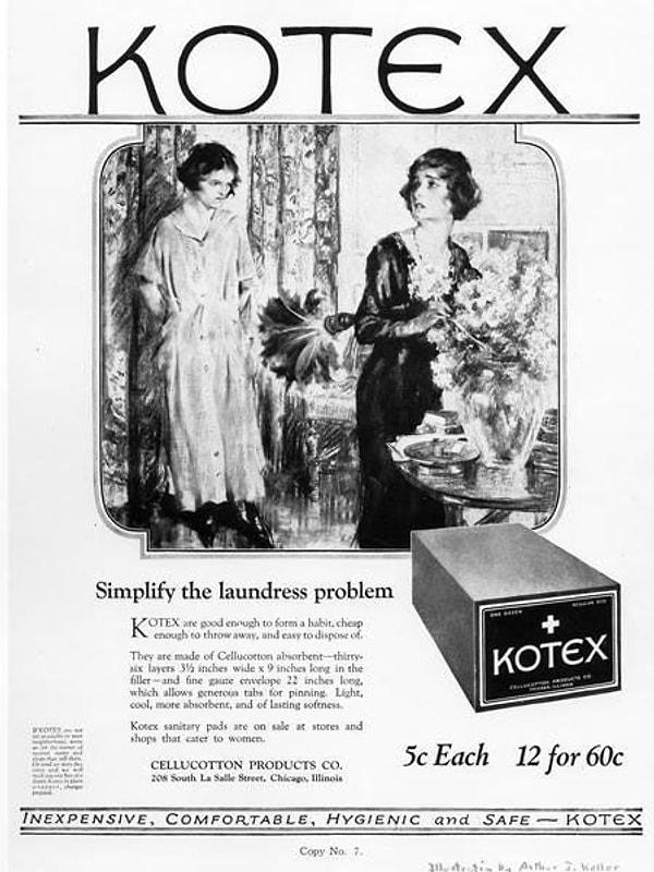 1970'lerde markalar, bugünküne benzer şekilde yapışkan tek kullanımlık pedler çıkarmaya başladı.