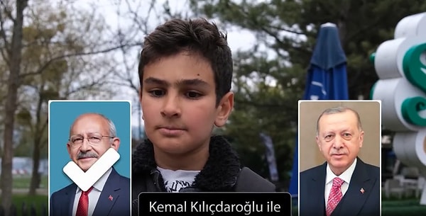 Cumhurbaşkanı adayı olan Kemal Kılıçdaroğlu ve Recep Tayyip Erdoğan'ın fotoğraflarının gösterildiği çocuklara 'Hangisi ile parka gitmek istedin?', 'Hangisi senin öğretmenin olsun isterdin?' gibi sorular soruldu.