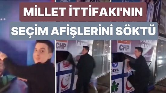 Bursa'da Bir Vatandaş Millet İttifakı'na Ait Seçim Afişlerini Parçaladı