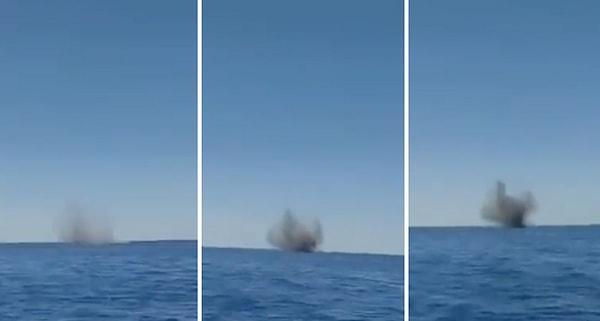 İsrail’in Tel Aviv kentinde bir teknede seyir halinde giden vatandaşların yanına Gazze Şeridi'nden fırlatılan bir roket düştü.