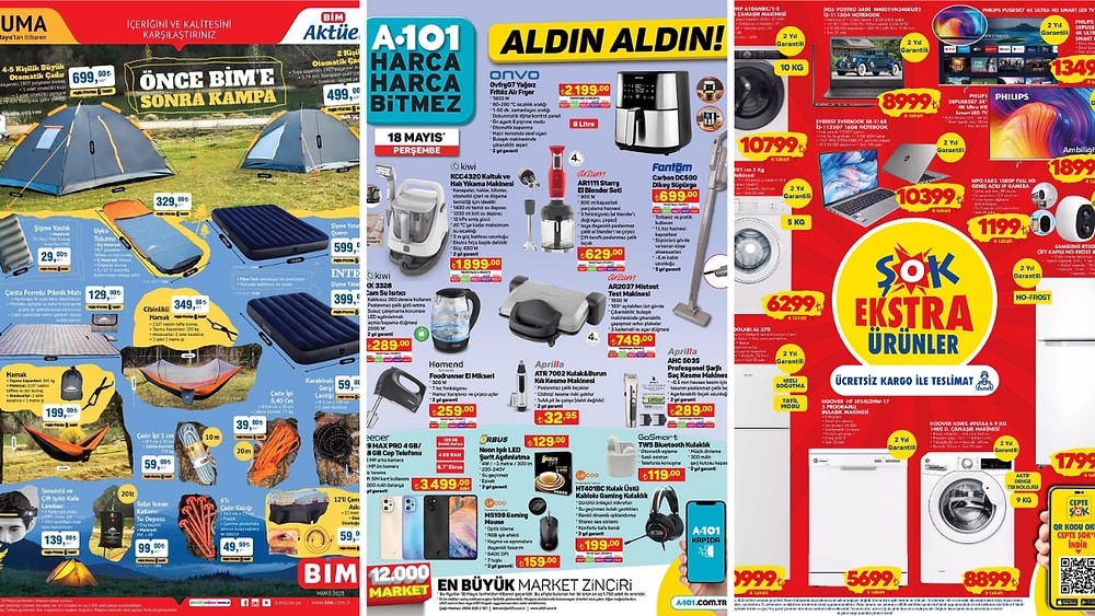 İndirim Günleri Başlıyor! 13 - 20 Mayıs Haftasında A101, BİM ve ŞOK Aktüel Ürünler Listesinde Ne Var?