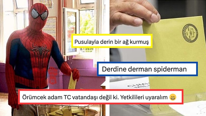 İşini Gücünü Bırakıp 14 Mayıs Seçimlerinde Vatandaşlık Görevini Yerine Getirmek İçin Oy Kullanan Örümcek Adam