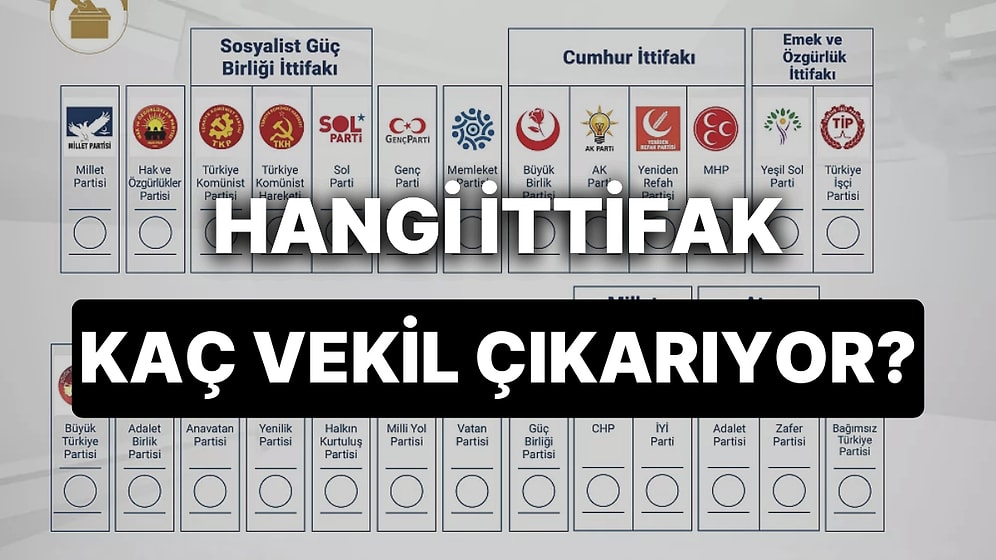Hangi İttifak ve Parti Kaç Milletvekili Çıkarıyor? Meclis'e Hangi İttifaktan Kaç Milletvekili Girecek?