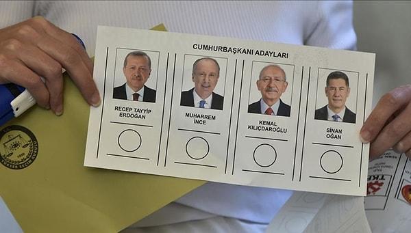 Seçime günler kala Memleket Partisi Genel Başkanı Muharrem İnce, Cumhurbaşkanlığı adaylığından çekilirken seçim Recep Tayyip Erdoğan, Kemal Kılıçdaroğlu ve Sinan Oğan arasında yapıldı.