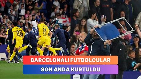 Espanyol Taraftarları Sahanın Ortasında Şampiyonluk Kutlayan Barcelonalı Futbolculara Saldırdı