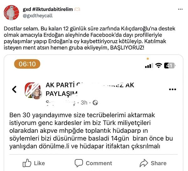Bu Facebook çağrısı da yanıt buldu ve bazı kullanıcılar Facebook'ta profil oluşturdu. Cumhur İttifakı'nın seçmenleriyle iletişime geçti. 😂