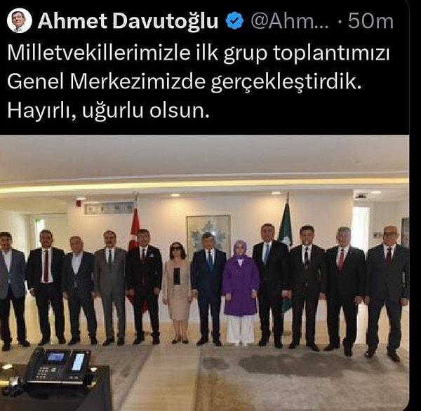 Davutoğlu'nun Meclis'e giren milletvekilleriyle ilk grup toplantısı ve ardından bu anlara ilişkin Twitter'dan paylaştığı poz ise ortalığı biraz karıştırmış gözüküyor.
