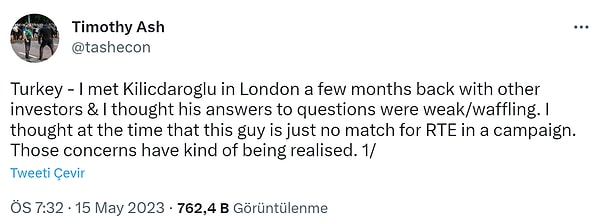 14 Mayıs seçimlerinin ertesi gününde ikinci tura kaldığı anlaşılmasıyla Ash, yine yorumlarını esirgemedi(!).