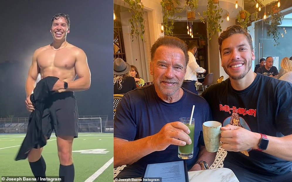 Сын-двойник Арнольда Шварценеггера показывает свою подтянутую фигуру без рубашки