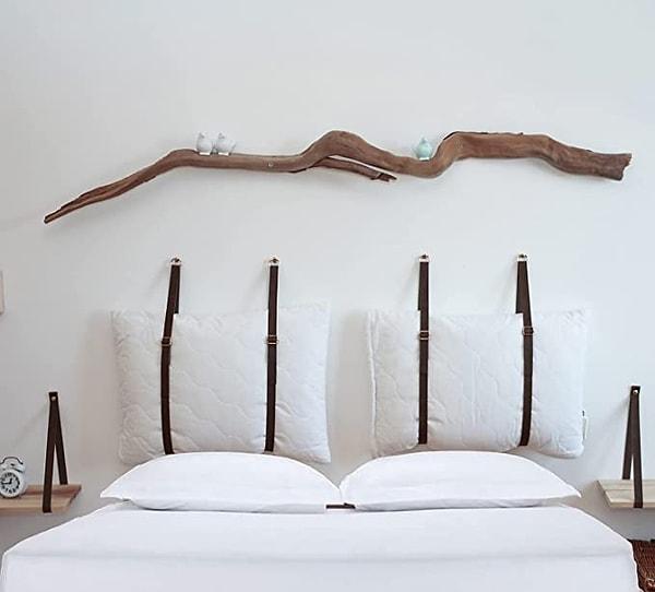 2. Yatak odanıza farklı bir hava katacak yastık tutucu şeklinde bir baza başlığı.