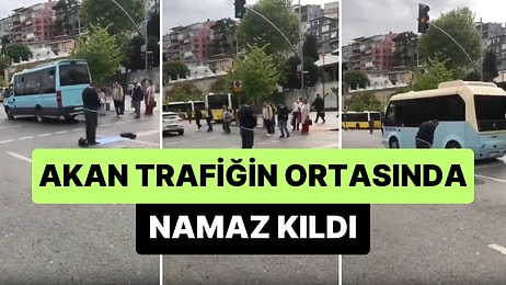 Üsküdar'da Bir Adam Yolun Ortasına Seccade Serip Namaz Kıldı