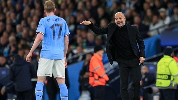 Maç sırasında Pep Guardiola ve De Bruyne arasındaki tartışma