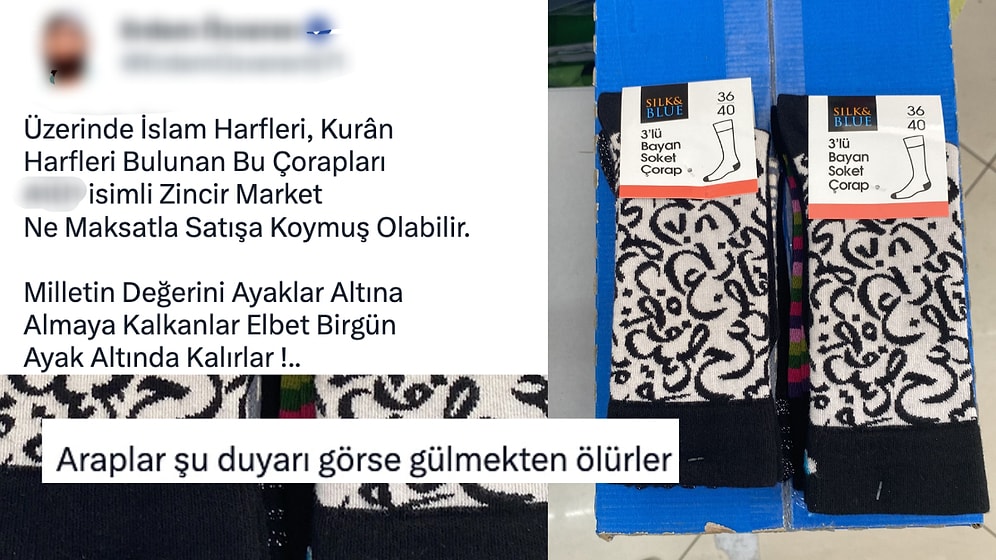 Üzerinde Arapça Yazılar Olan Çorap Satan Marketi Protesto Eden Twitter Kullanıcısına Gelen Tepkiler