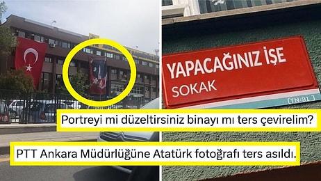 19 Mayıs Kutlamaları İçin Ankara'daki PTT Binasına Ters Asılan Atatürk Portresi Gündemde!