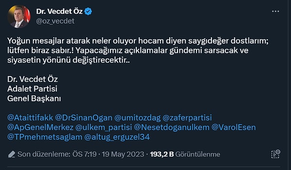 Vecdet Öz’ün paylaşımı 👇