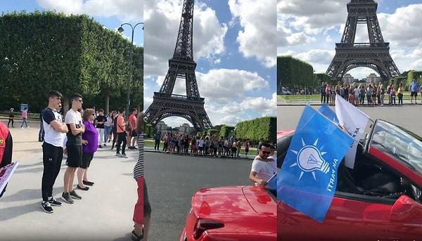 Yurt dışındaki seçimler devam ederken bugün Twitter'da paylaşılan bir videoda Fransa, Paris'teki bazı gurbetçilerin Eyfel Kulesi önünde AK Parti seçim müziği eşliğinde parti bayraklarını kırmızı Ferrari'ye astıkları anlar gündem oldu.