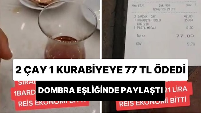 2 Çay 1 Kurabiyeye 77 TL Ödeyen Vatandaş Adisyonu Dombra Eşliğinde Paylaştı